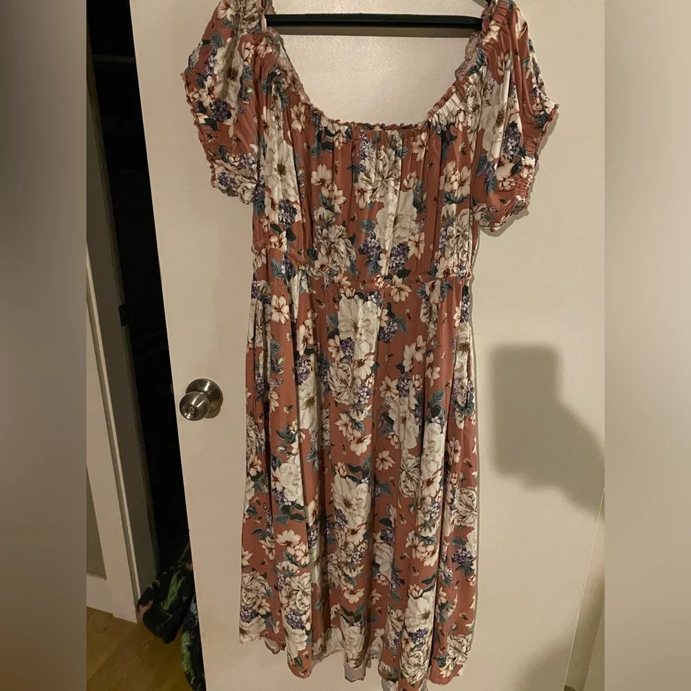 Torrid Floral Ruffle Dress in Pink and White - Picture 1 of 3